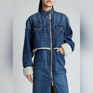 SACAI Women's Denim Zip Front Trench Maxi Dress Coat Sz 2 US 8 M Org $1,595